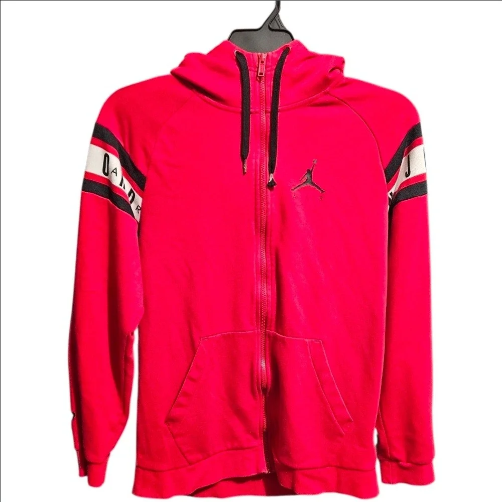 Nike Air Jordan Jumpman Full Zip Hoodie Red Black White AR2248-687 Mens Medium
